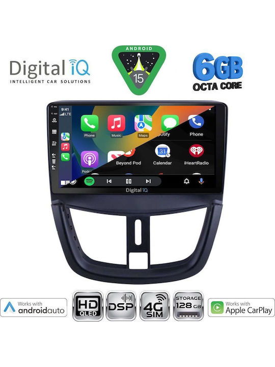 Digital IQ Car Audio System for Peugeot 207 2007-2014 Bluetooth USB WiFi GPS Apple CarPlay Android Auto with 9" Touch Screen