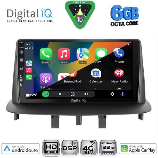 Digital IQ Ηχοσύστημα Αυτοκινήτου για Renault Megane 2009-2016 (Bluetooth/USB/WiFi/GPS/Apple-Carplay/Android-Auto) με Οθόνη Αφής 9"