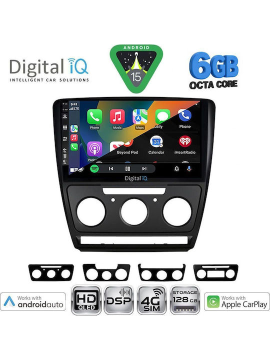Digital IQ Car Audio System for Skoda Octavia 2005-2012 with Clima Bluetooth USB Wi-Fi GPS Apple CarPlay Android Auto with 10 Inch Touch Screen DIGITAL IQ BXF 17595BL CPAA
