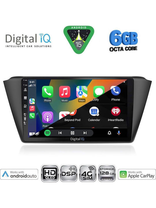 Digital IQ Car Audio System for Skoda Fabia 2015-2022 Bluetooth USB WiFi GPS Apple CarPlay Android Auto with 9" Touch Screen