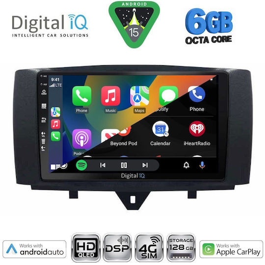 Digital IQ Ηχοσύστημα Αυτοκινήτου για Smart ForTwo 2010-2015 (Bluetooth/USB/WiFi/GPS/Apple-Carplay/Android-Auto) με Οθόνη Αφής 9"