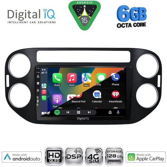 Digital IQ Ηχοσύστημα Αυτοκινήτου για Volkswagen Tiguan 2011-2016 (Bluetooth/USB/WiFi/GPS/Apple-Carplay/Android-Auto) με Οθόνη Αφής 9"