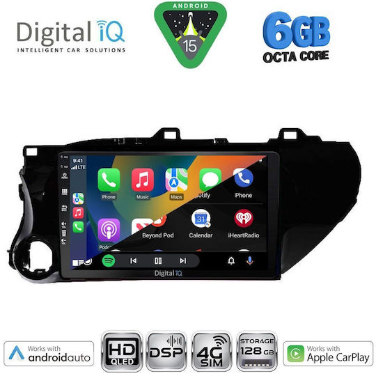 Digital IQ Ηχοσύστημα Αυτοκινήτου για Toyota Hilux (Bluetooth/USB/WiFi/GPS/Apple-Carplay/Android-Auto) με Οθόνη Αφής 10"