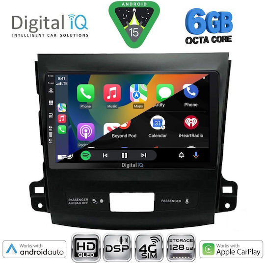Digital IQ Car Audio System for Peugeot 4007 Mitsubishi Outlander Citroen C-Crosser 2006-2012 (Bluetooth/USB/WiFi/GPS/Apple CarPlay/Android Auto) with 9" Touch Screen
