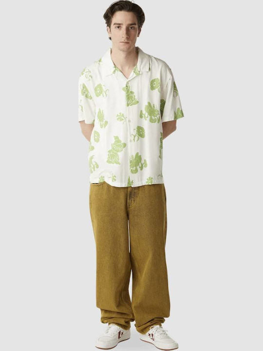 Trip Flocked Short Sleeve Shirt White