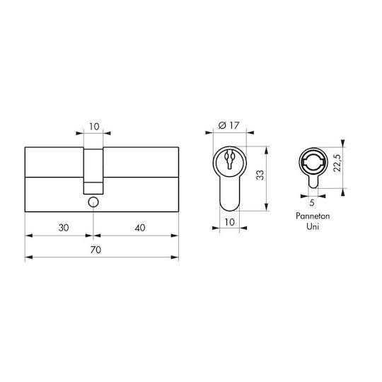 Euro Profile Lock Cylinder Sa 30/40mm Thirard