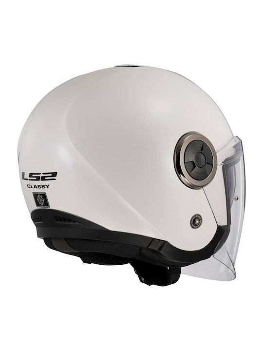 LS2 Classy White Motorcycle Helmet Jet ECE 22.06 1200gr with Sun Visor