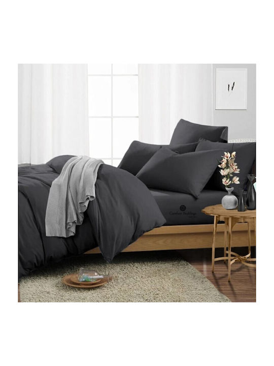 Kotonia Home Set Huse Pentru Pilote 100% Bumbac 180x200cm Semi-dublu Cu Față De Pernă Gri