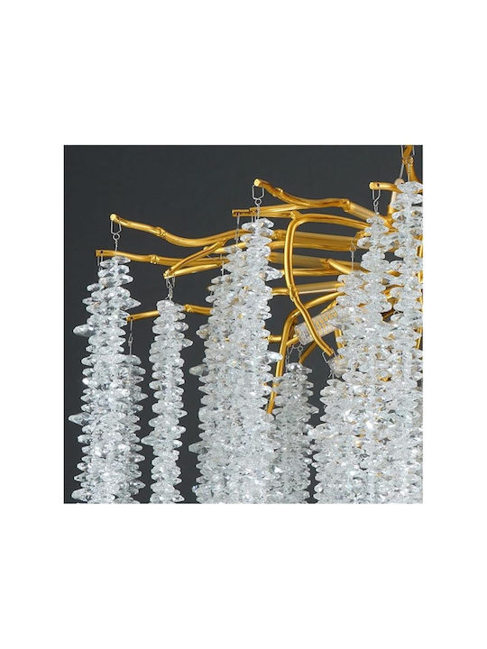 Jiju Lumini Suspendate Auriu Cu Cristale Pentru 9 Lumini E14 60x60cm