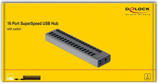 DeLock Hub 16 Θυρών με σύνδεση USB-A Γκρι