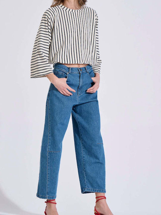 Women's Cotton Striped Ecru Blouse