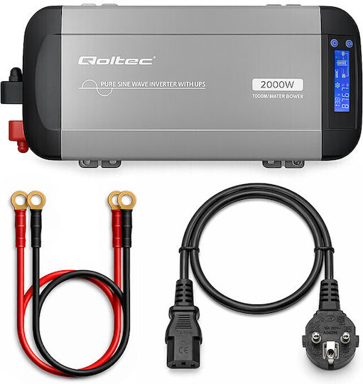 Qoltec Inverter Αυτοκινήτου Καθαρού Ημιτόνου 1000W για Μετατροπή 12V DC σε 230V AC