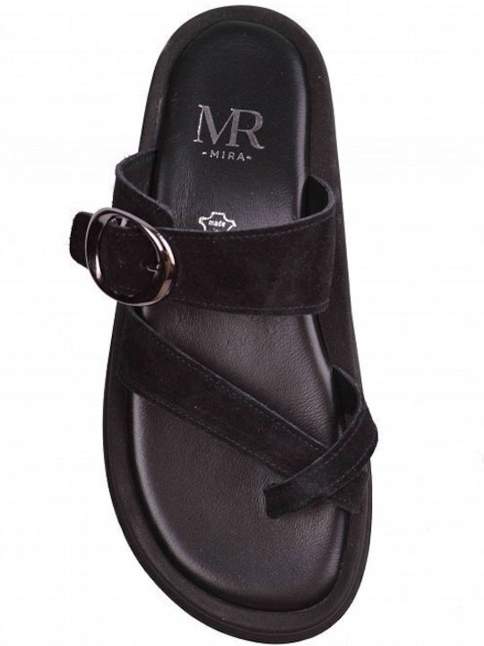 Leather Women's Flat Sandals Black