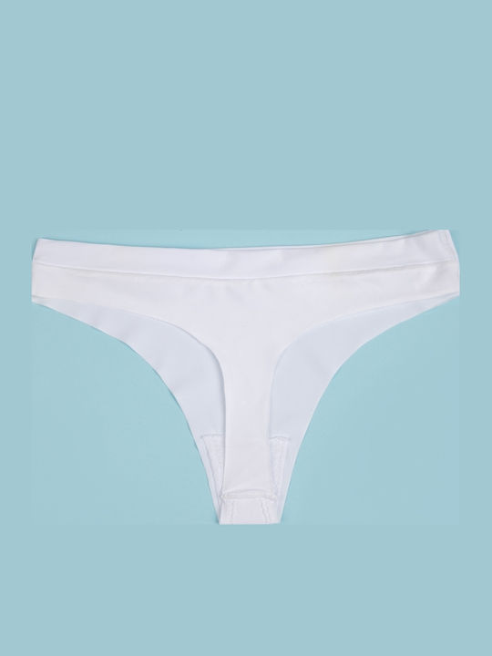 Damen-Slips String Lasercut Weiß Größe XL