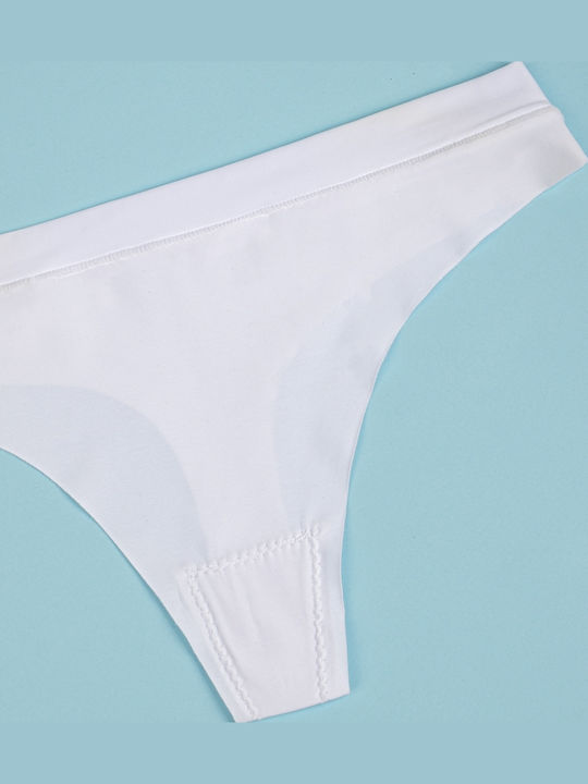 Damen-Slips String Lasercut Weiß Größe XL