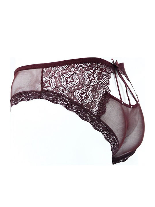 Damen-Slips 2er Pack mit Spitze Burgundisch