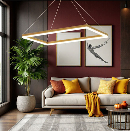 Jiju Lumini Suspendate Auriu LED cu Lumină Bianco Reglabilă 80x40cm