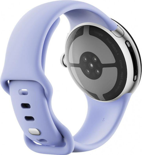 Google Pixel Watch 4 Aluminium 41mm with Heart Rate Monitor (Polished Silver Aluminium Case/Iris Active Band)