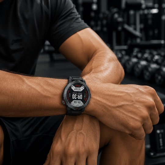 Microwear MK68 Smartwatch mit Herzfrequenzsensoren Schwarz Silikon