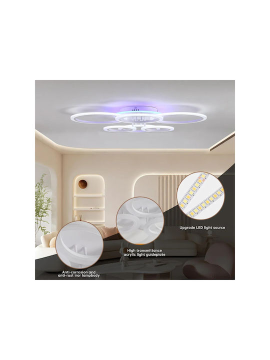 Lightplanet Plafonieră de Tavan 80cm Albă cu LED Integrat și Telecomandă