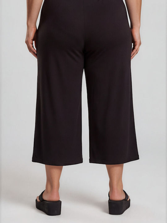 Women's Zip Culottes with Rubber Band Black