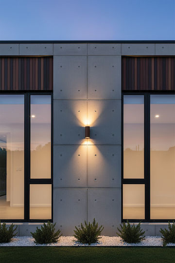VK Lighting Επιτοίχιο Εξωτερικό Φωτιστικό LED IP65 με Θερμό Λευκό Φως Διπλής Δέσμης
