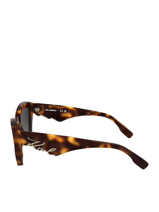 Karl Lagerfeld Women's Sunglasses with Brown Tartaruga Horn-Rimmed Frame and Brown Lens KL6179S-230