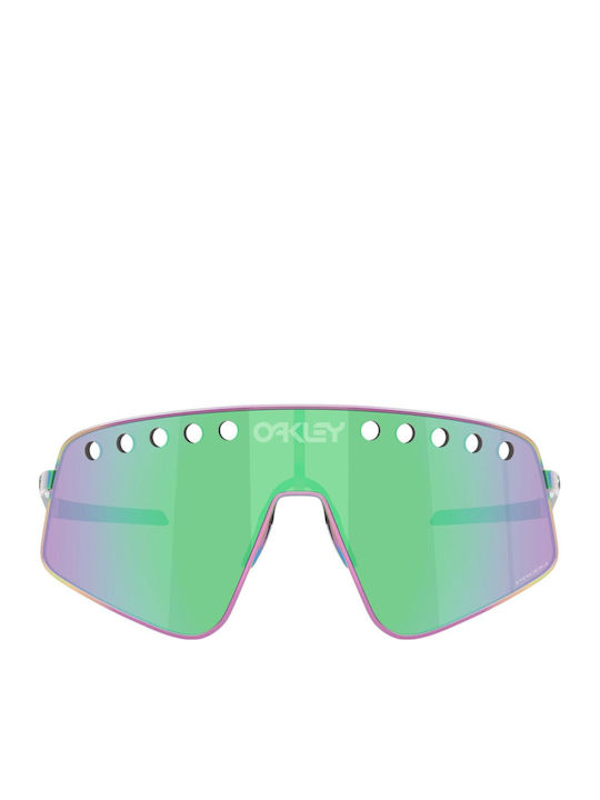 Oakley Ochelari de Soare Pentru Bărbați cu Ramă Metalică Roz și Lentilă Roz