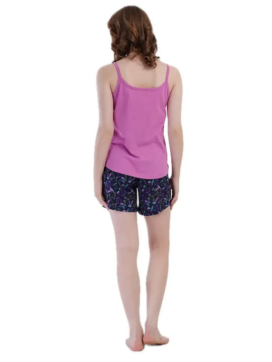 Vienetta Secret Summer Women's Cotton Purple Pyjama Set