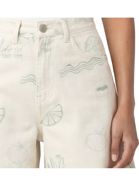 Women's High Waist Jean Shorts Beige