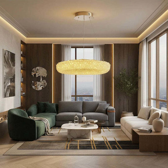 Lightplanet Κρεμαστό Φωτιστικό Χρυσό LED με Κρύσταλλα