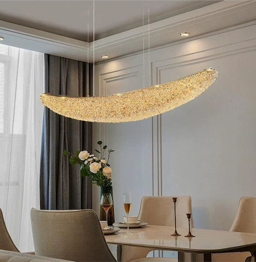 Lightplanet Висящо Осветително Тяло Златисто LED Със Студено Бяла Светлина С Кристали