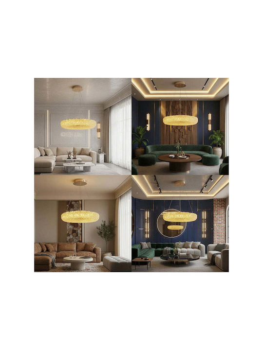 Lightplanet Κρεμαστό Φωτιστικό Χρυσό LED με Κρύσταλλα