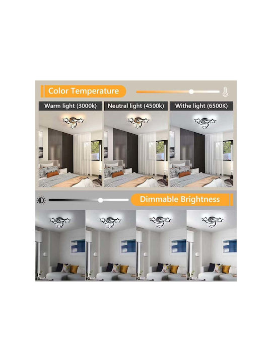 Jiju Plafonieră de Tavan Neagră cu LED Integrat și Telecomandă