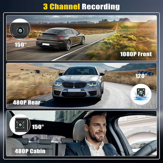 1080P Windshield Car DVR Set with Rear Camera, 3.16" Display with Suction Cup