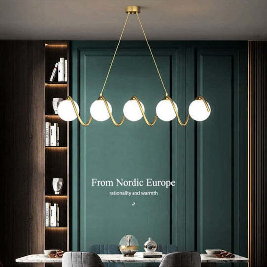 Jiju Lumini Suspendate Auriu Reglabil Pentru 5 Becuri E27