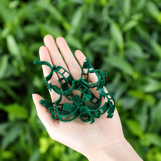 Set 50 Plant Tying Clips Zola Quick Fastening Uv Moisture Resistant Plastic Green