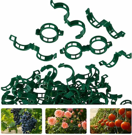 Set 50 Plant Tying Clips Zola Quick Fastening Uv Moisture Resistant Plastic Green