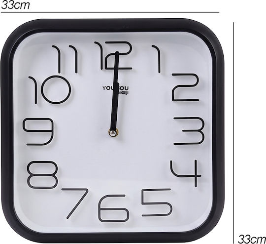Avizar Quadratische Wanduhr Leise Bewegung 33x33cm Schwarze