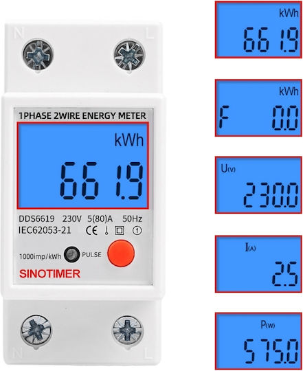 Sinotimer Instrument de Măsură pentru Panou Electric Digital pe Șină Monofazat
