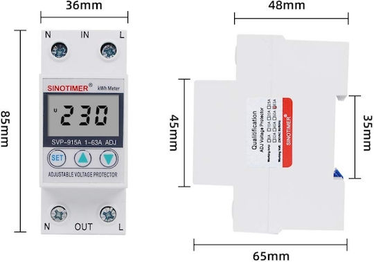 Sinotimer Instrument de Măsură pentru Panou Electric Digital pe Șină Monofazat
