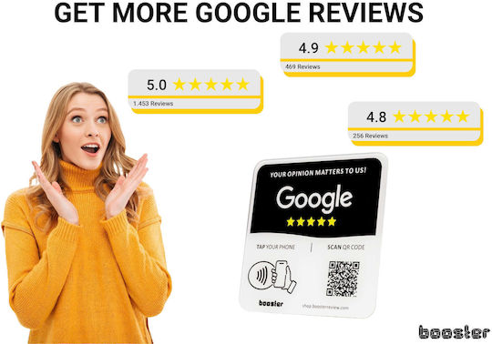 Tap Google Review Plate Tap Instant Reviews Compatible All Phones Reusable Smart Tap Nfc & Qr 12 X 12 Cm Mount Anywhere 3m Adhesive 10-pack