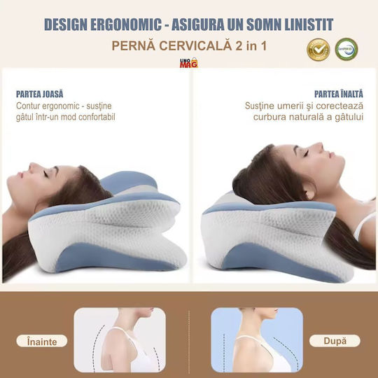Linomag Възглавница с Memory Foam 40x65x14.5cm в Бял цвят