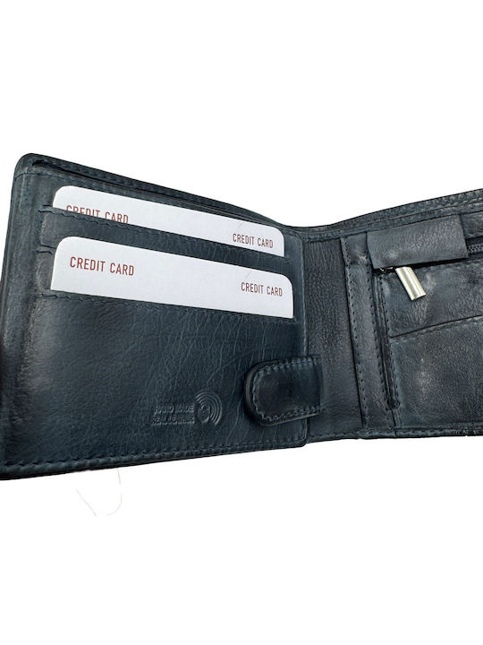 Δερμάτινο Ανδρικό Πορτοφόλι με RFID Μπλε
