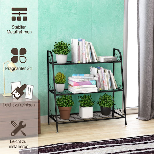 Costway Метална етажерка за саксии Черна 81x35x82см.