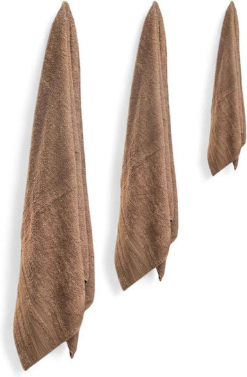Olia Home Set of 3 Towels Mocha Weight 550gsm
