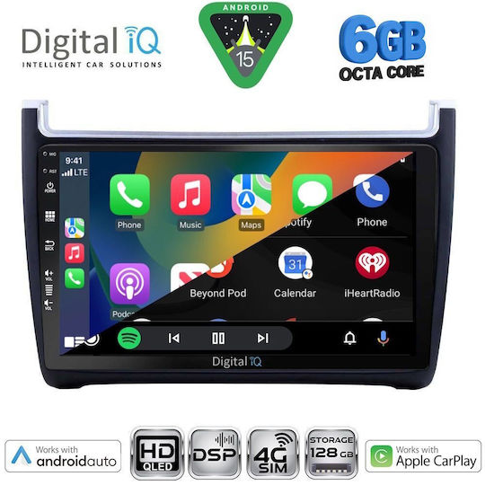 Digital IQ Ηχοσύστημα Αυτοκινήτου για Volkswagen Polo 2014-2017 (Bluetooth/USB/WiFi/GPS/Apple-Carplay/Android-Auto) με Οθόνη Αφής 9"
