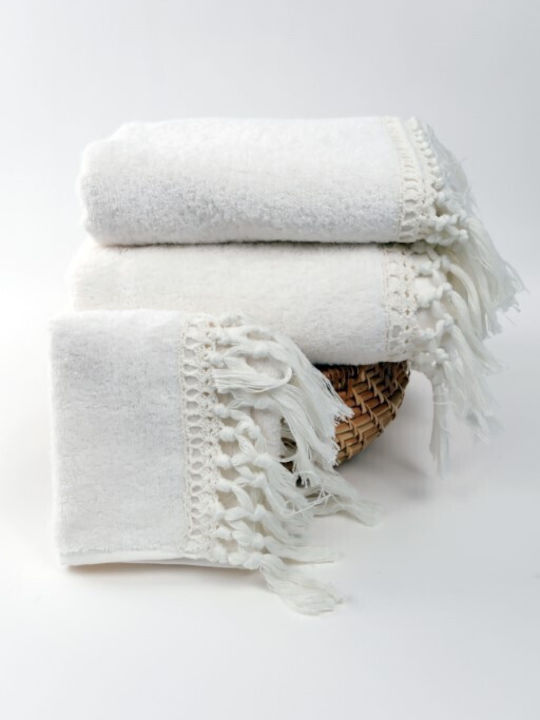 Liolios Home Bath Towels Set 3 pcs Butterfly Cream Weight 500gsm
