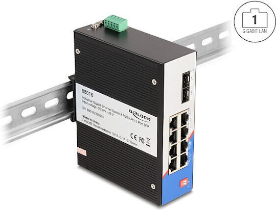 DeLock 88016 Managed L2 Switch με 8 Θύρες Gigabit (1Gbps) Ethernet και 2 SFP Θύρες