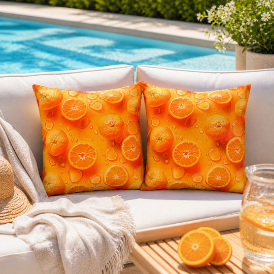 Kotonia Home Μαξιλάρι Καναπέ από 100% Βαμβάκι Πορτοκαλί 50x50εκ.